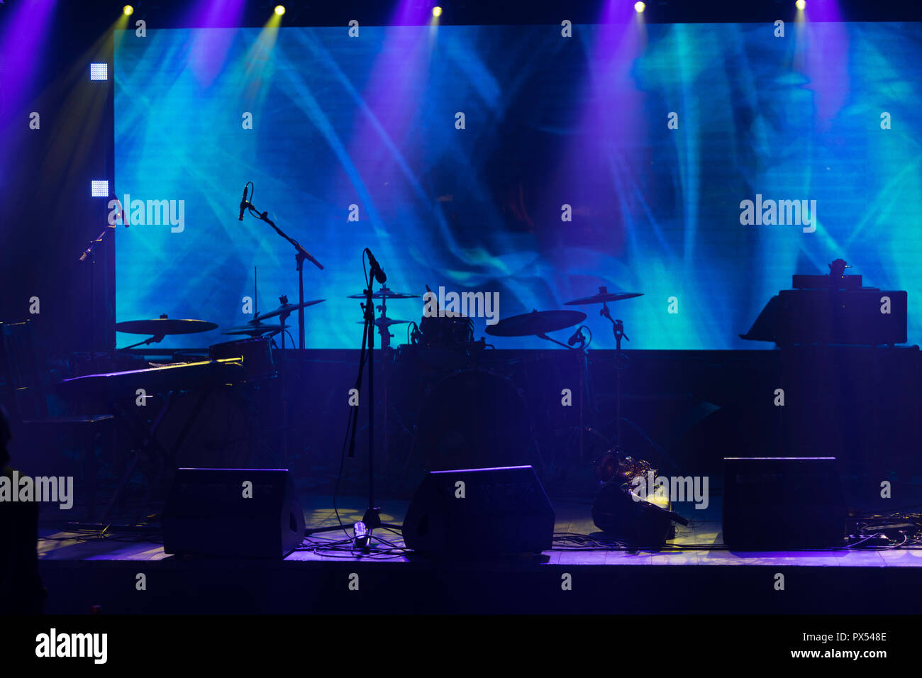 A jazz combo stage setup in a bar Stock Photo Alamy