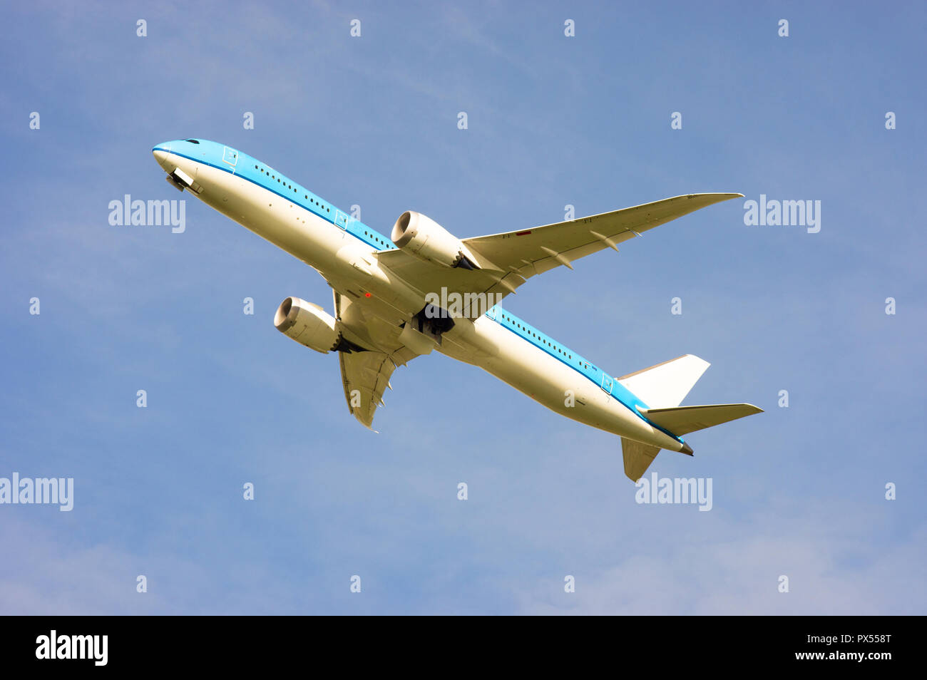 Airplane in flight, Royal Dutch Airlines Stock Photo Alamy