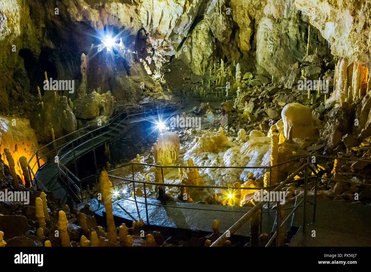 APUSENI, Romania - OCT 04, 2015: hall of Ursus spelaeus cave in north-west Romanian mountains Bihor district, Transilvania Stock Photo