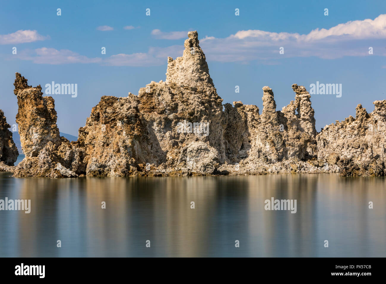 A long exposure of tufa towers Mono Lake, California Stock Photo