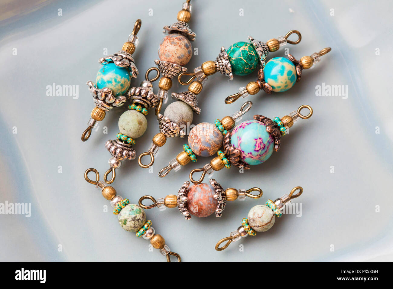 Mineral stone beads connectors for making jewelry Stock Photo Alamy