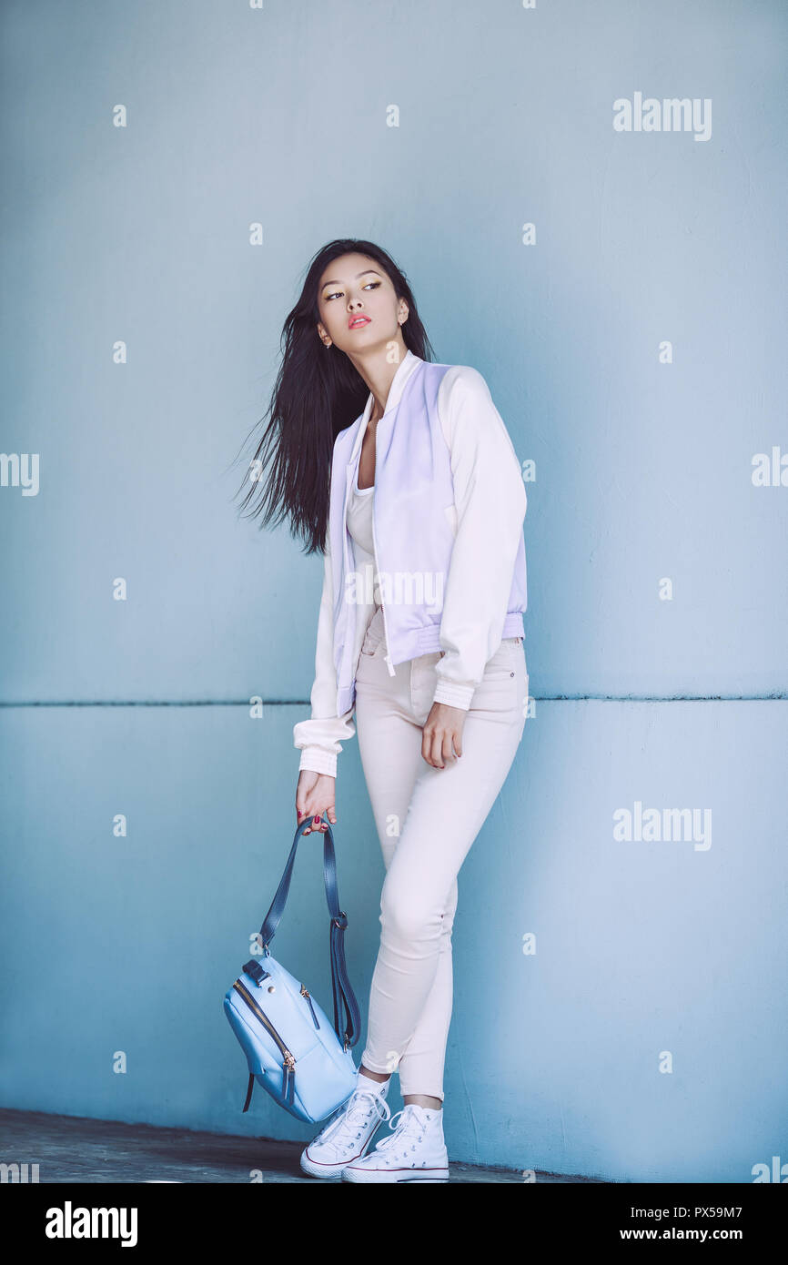 Woman Trendy Fashion Attractive Sporty Asian Girl In Full Length