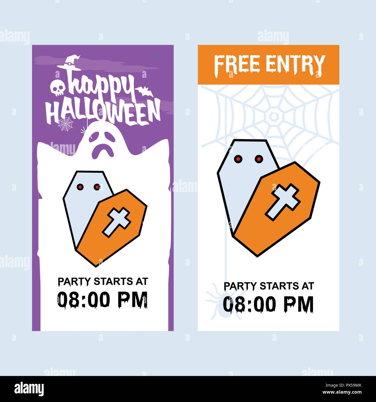 Happy Halloween invitation design with coffin vector Stock Vector Image ...