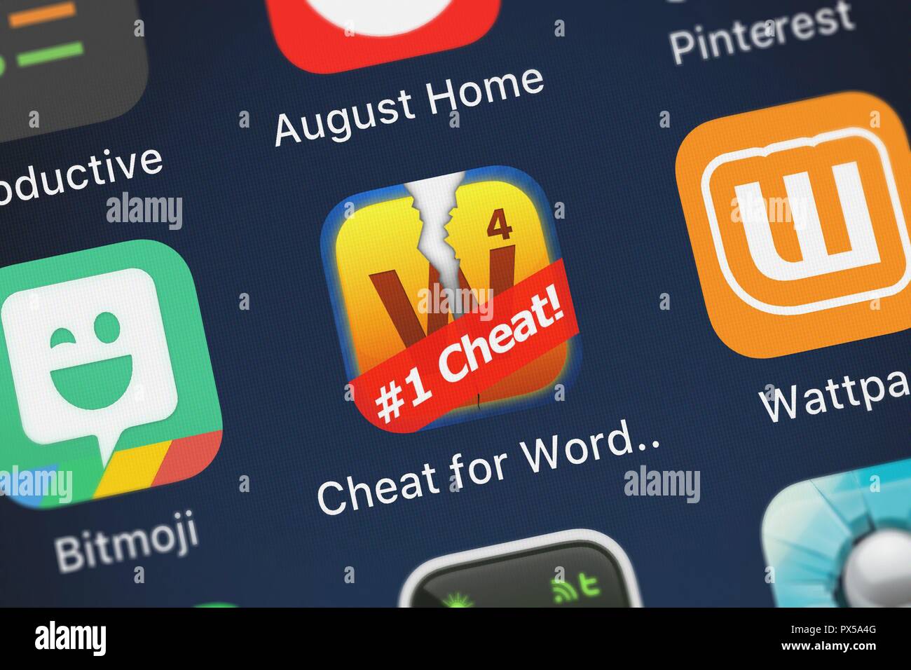 London United Kingdom October 19 2018 Screenshot Of The Mobile App Cheat For Words With Friends From Groom Lake Development Llc Stock Photo Alamy