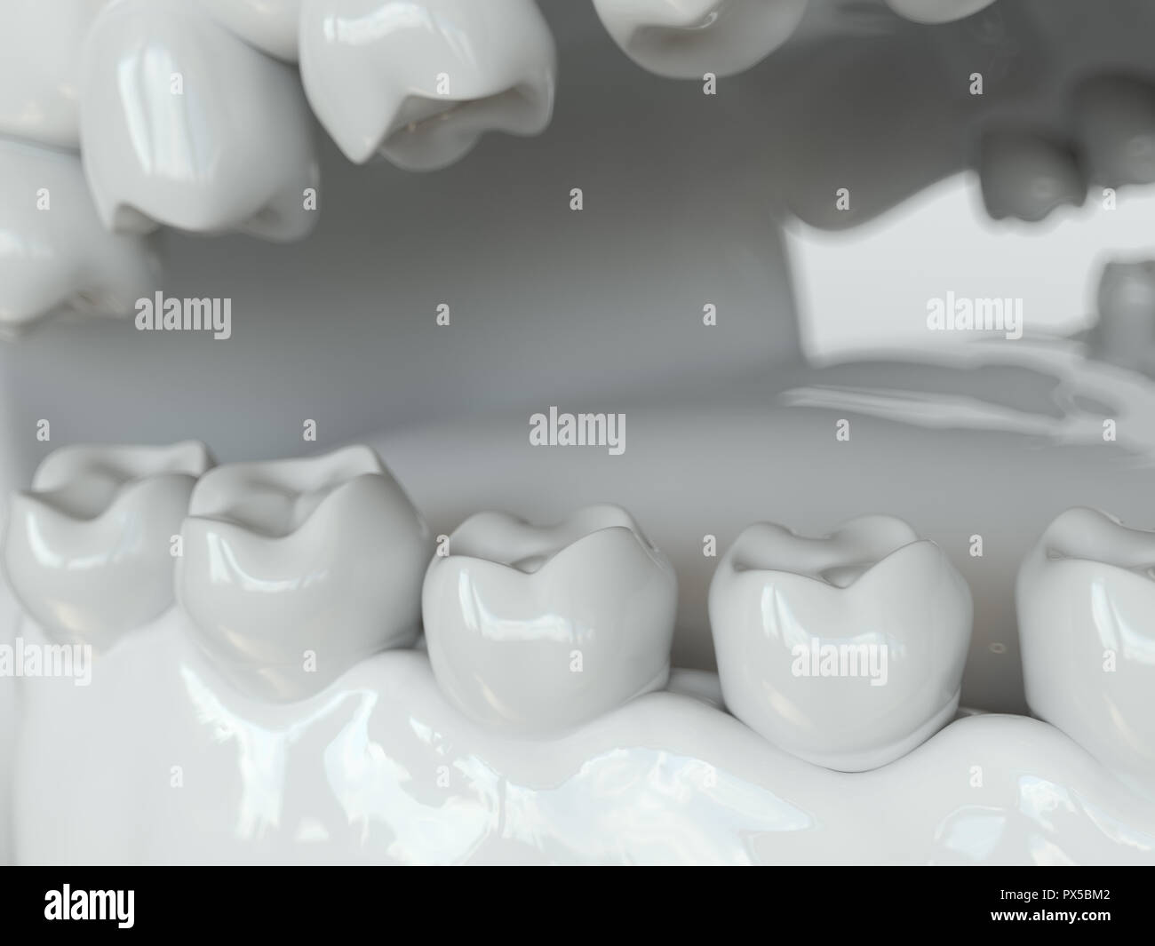 Bacteria and viruses around tooth 1 of 2 -- 3D Rendering Stock Photo