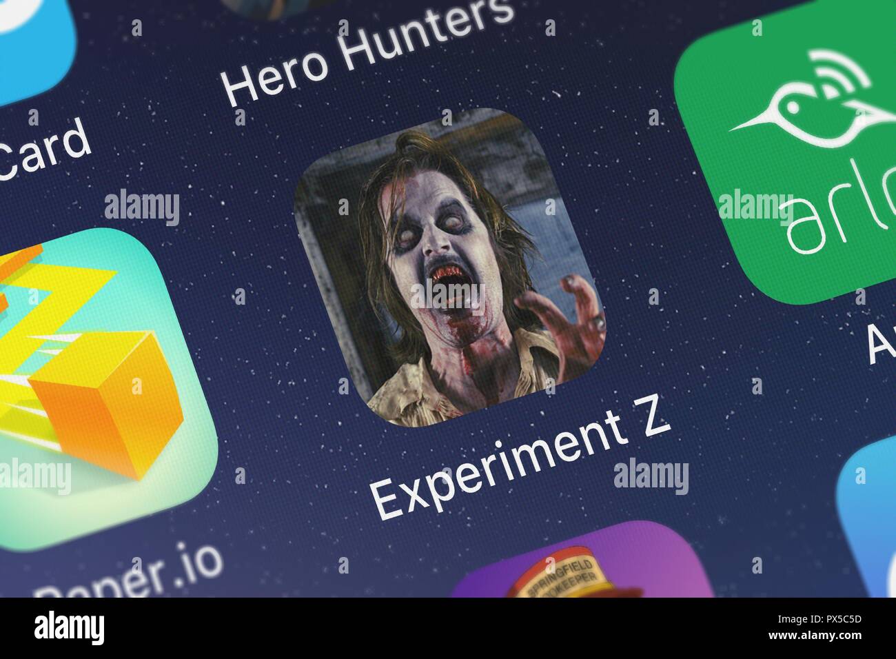 London United Kingdom October 19 18 Screenshot Of The Mobile App Experiment Z Zombie Survival From App Holdings Stock Photo Alamy