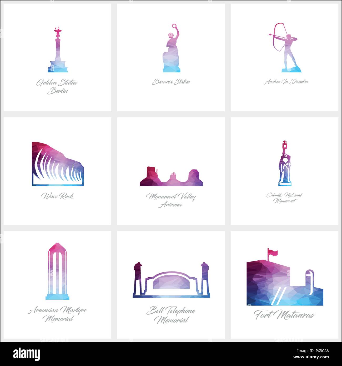 World Fomous landmarks icons set design vector Stock Vector Image & Art ...