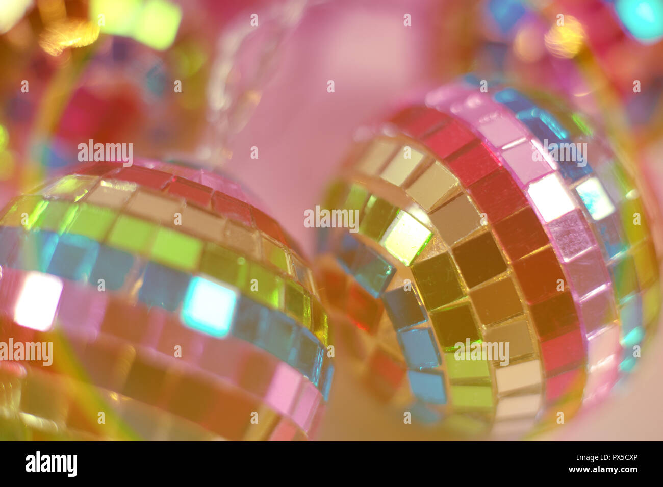 Colourful disco ball background close up Stock Photo