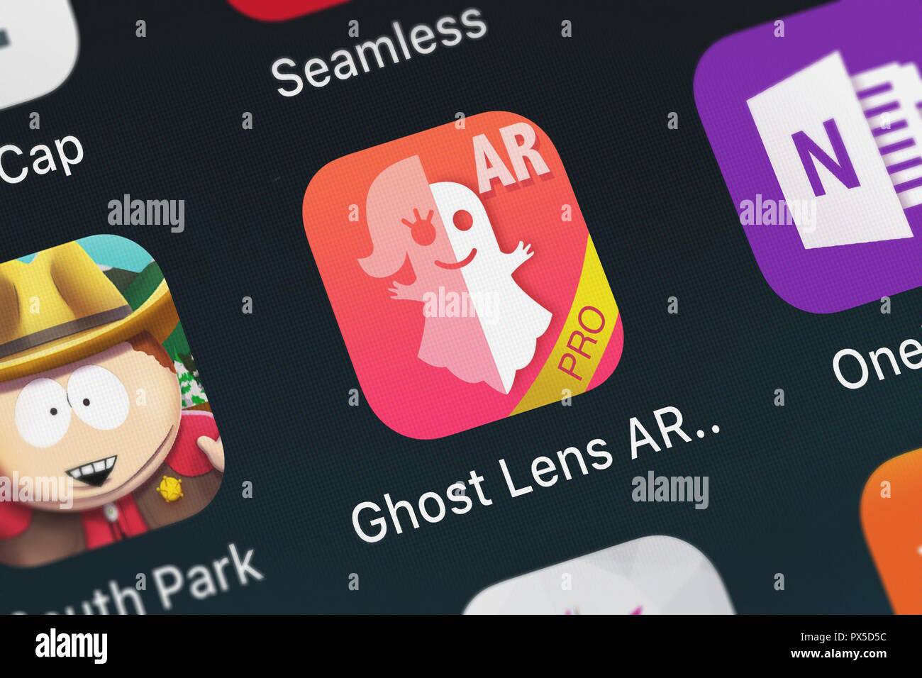 London, United Kingdom - October 19, 2018: Close-up shot of the Ghost Lens  AR Pro Video Editor mobile app from Best Cool Video Image Editing Co., Limi  Stock Photo - Alamy