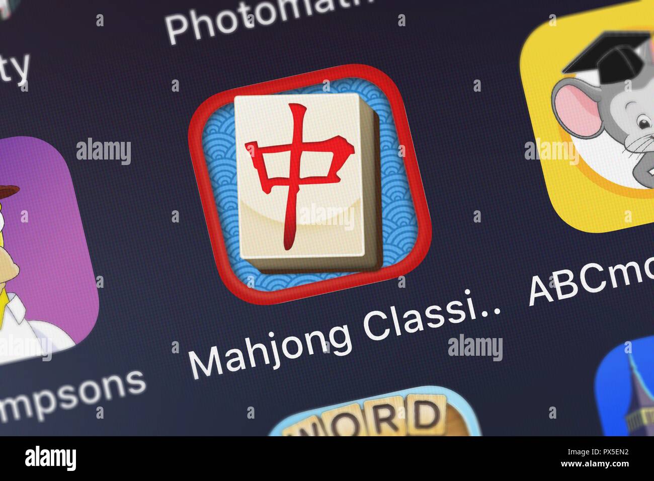 London, United Kingdom - October 19, 2018: Close-up of the Mahjong Classic  :) icon from Solitaire, Mahjong and Sudoku Company on an iPhone Stock Photo  - Alamy