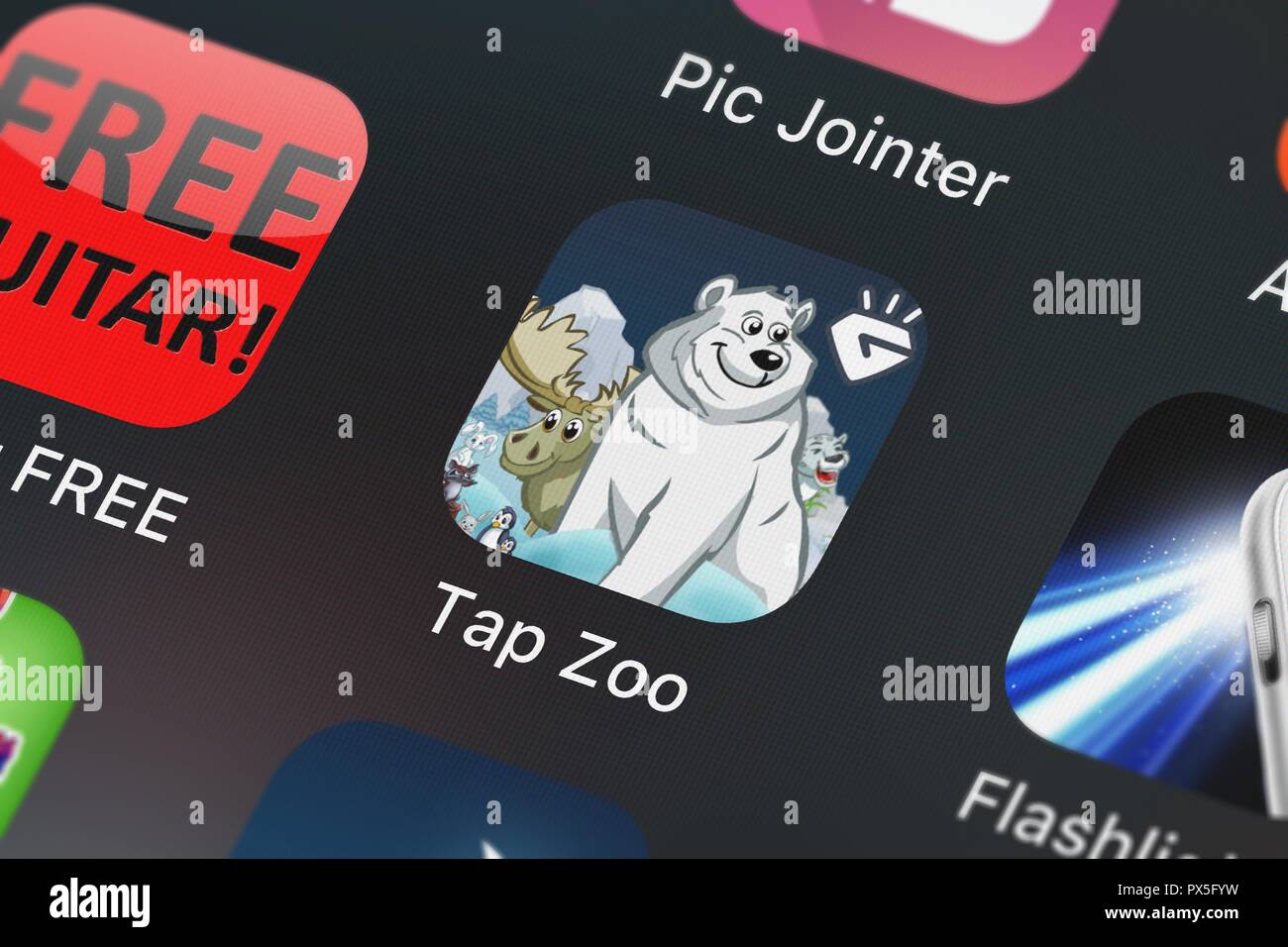 London, United Kingdom October 19, 2018 Closeup shot of Pocket Gems, Inc.'s popular app Tap