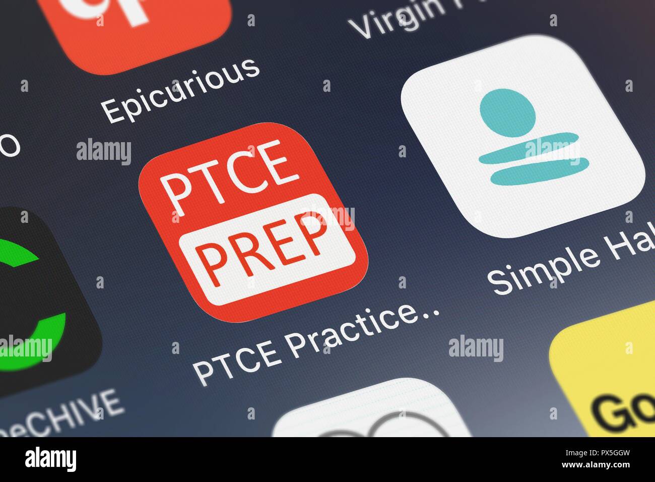 London, United Kingdom - October 19, 2018: Screenshot of Nhu Quynh Nguyen's mobile app PTCE Practice Test 2018. Stock Photo