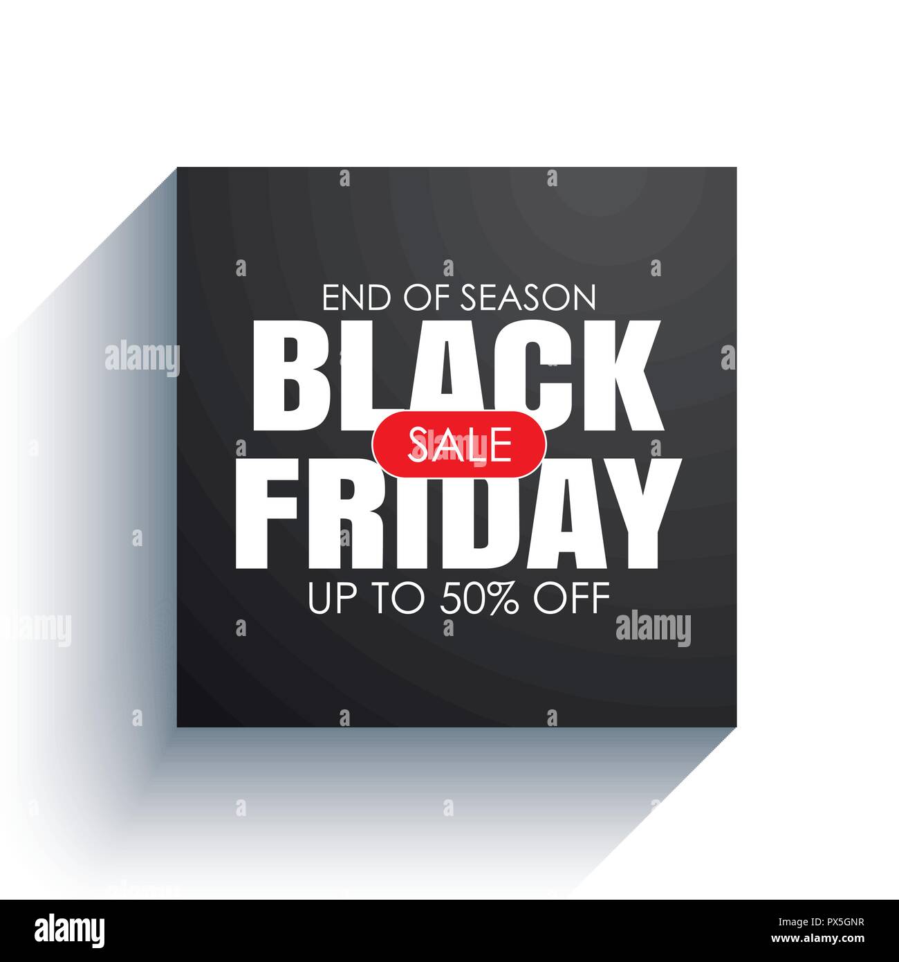 Black friday sale banner with white text on black square background. Use for discount, shopping, promotion, advertising. Stock Vector