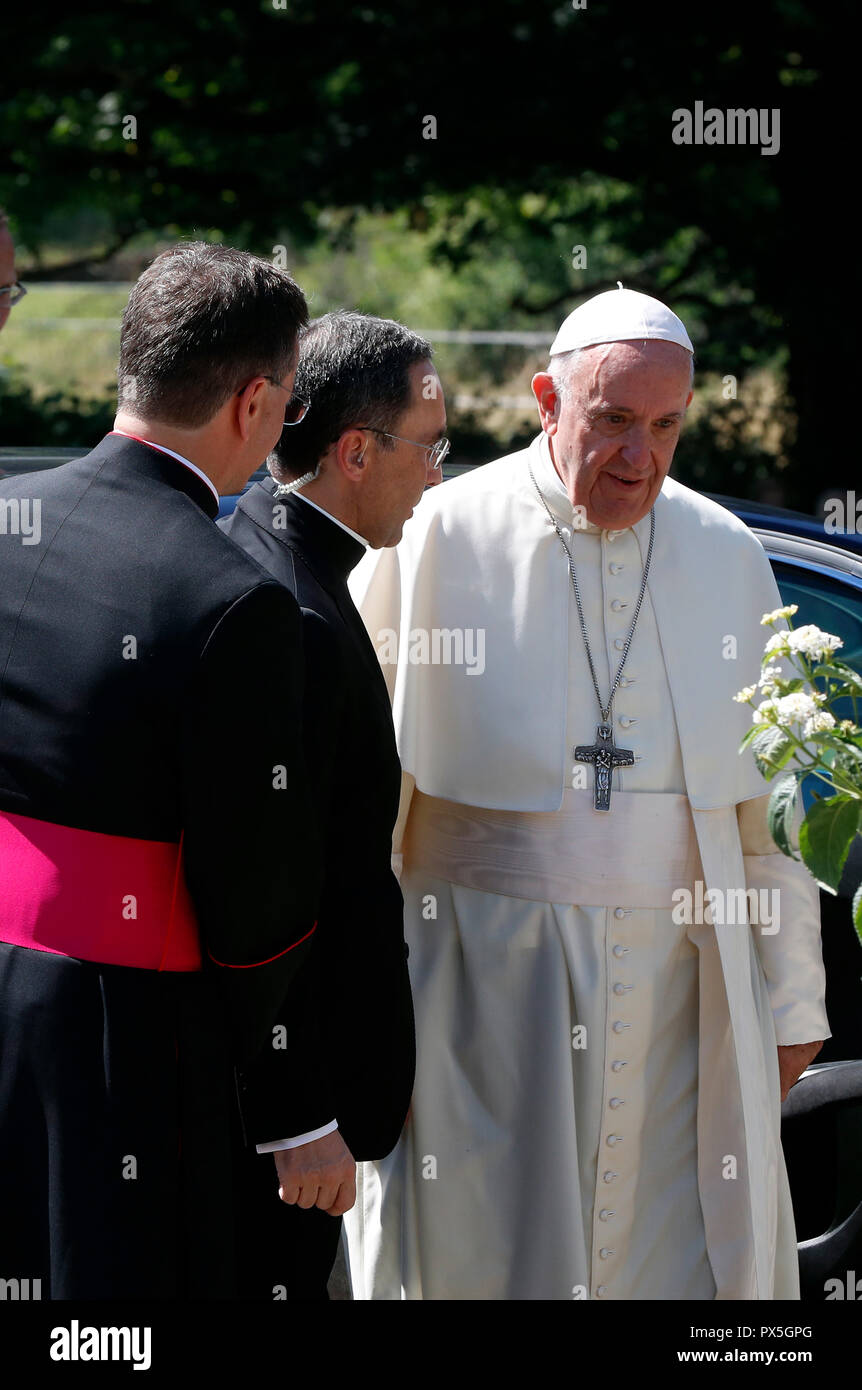 Pope Francis visits the World Council of Churches on 21 June as centrepiece of the ecumenical commemoration of the WCC's 70th anniversary. Switzerland Stock Photo
