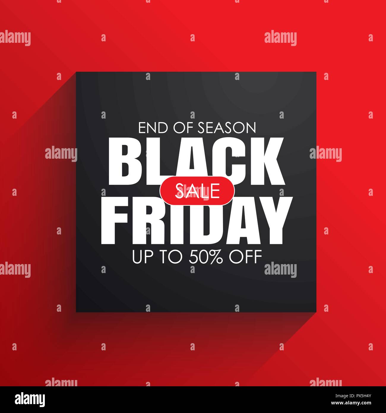 Black friday sale banner with white text on black square background. Use for discount, shopping, promotion, advertising. Stock Vector