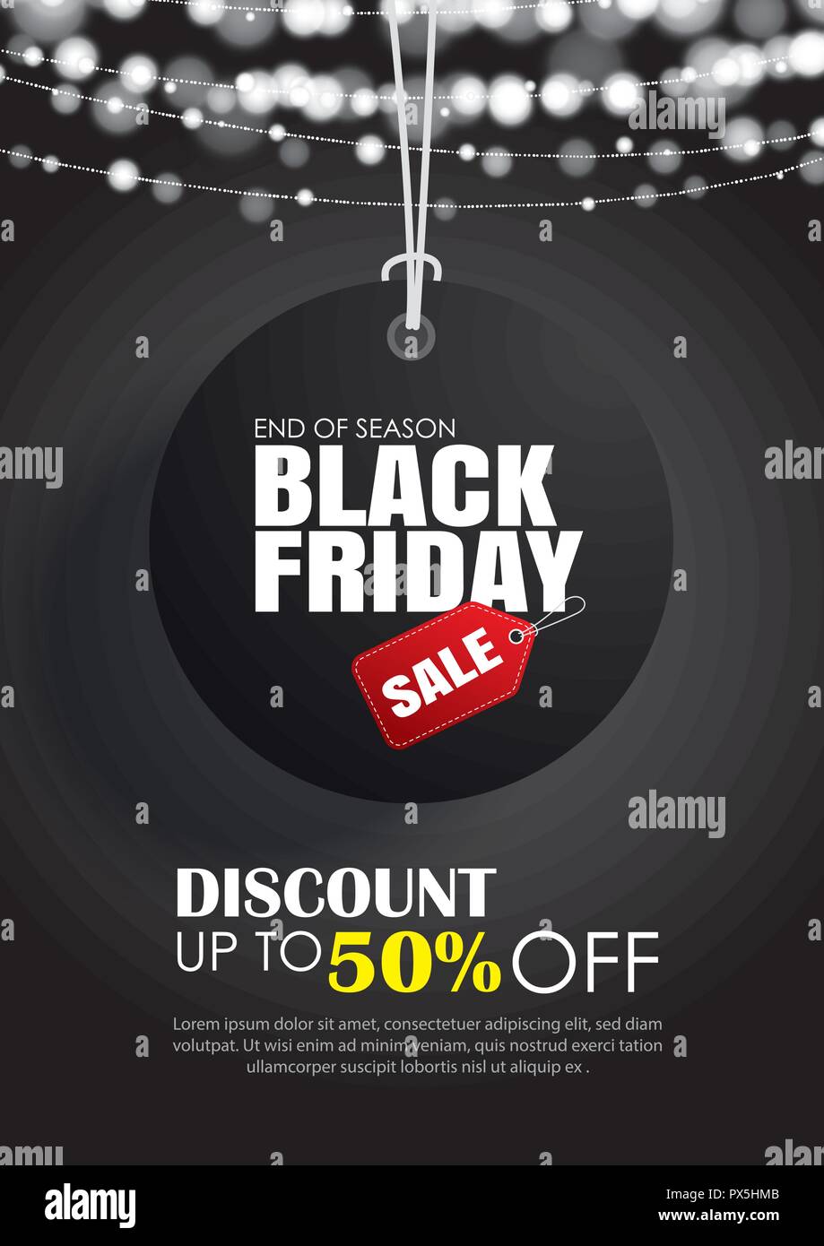 black friday sale flyer template dark background with tag hanging dark flyer background