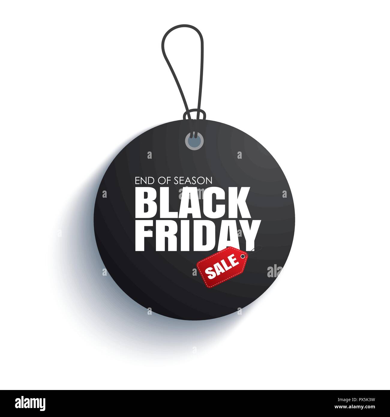 Black friday sale tag circle banner on the rope Stock Vector