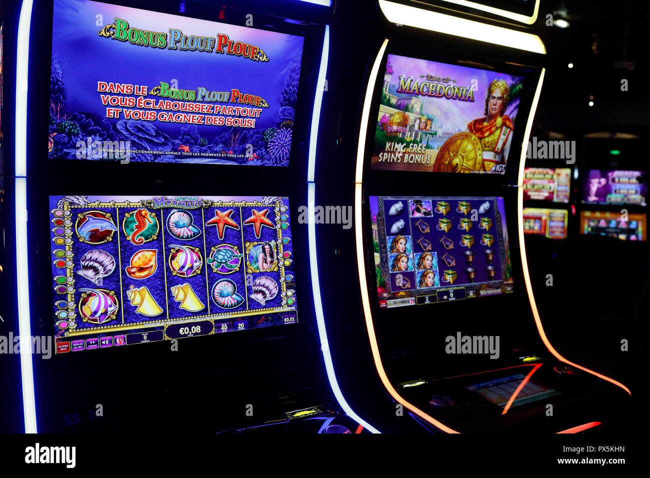 Slot machines in a casino.  France. Stock Photo