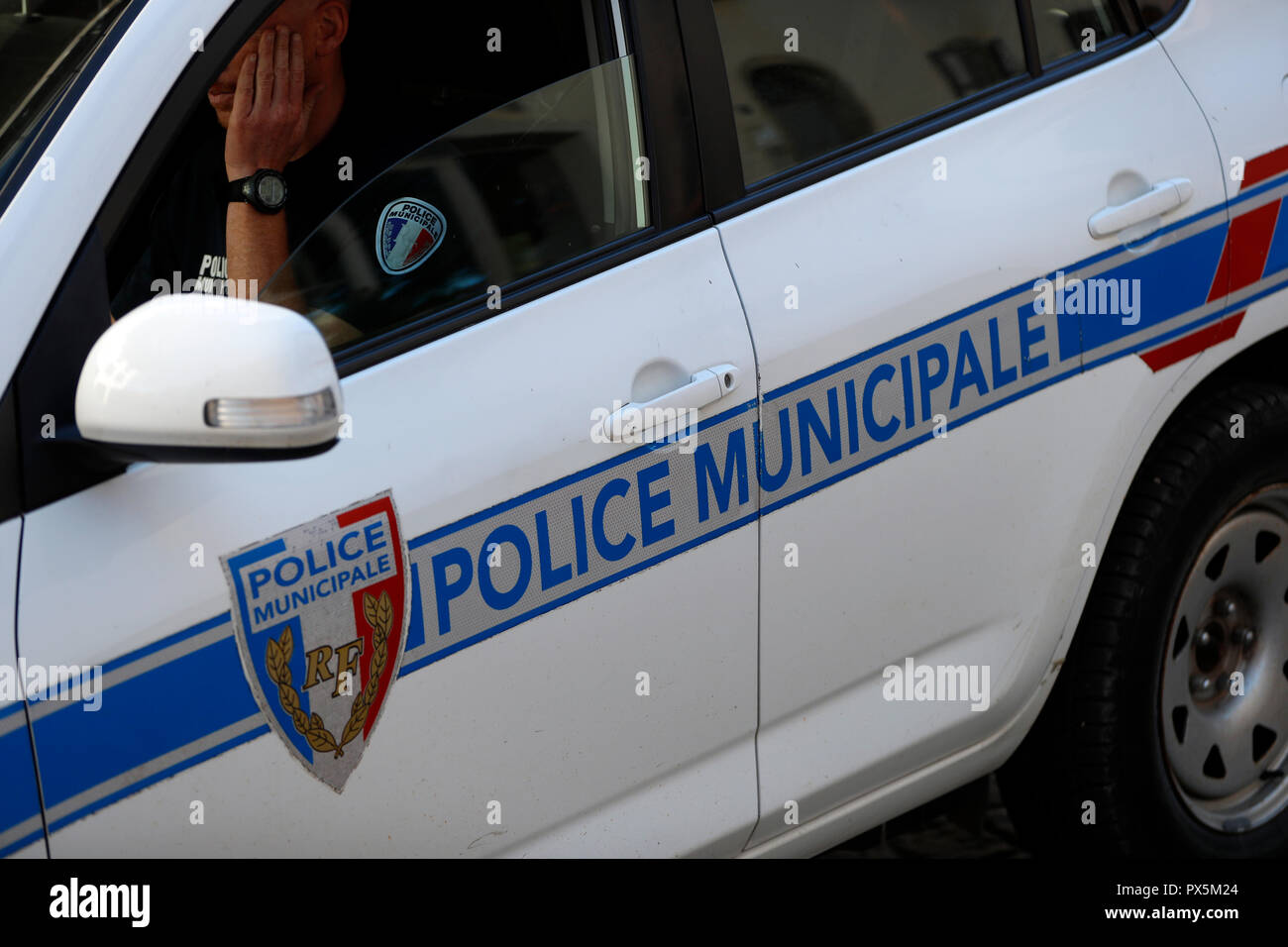 Police Municipale. Police car.  Megeve. France. Stock Photo