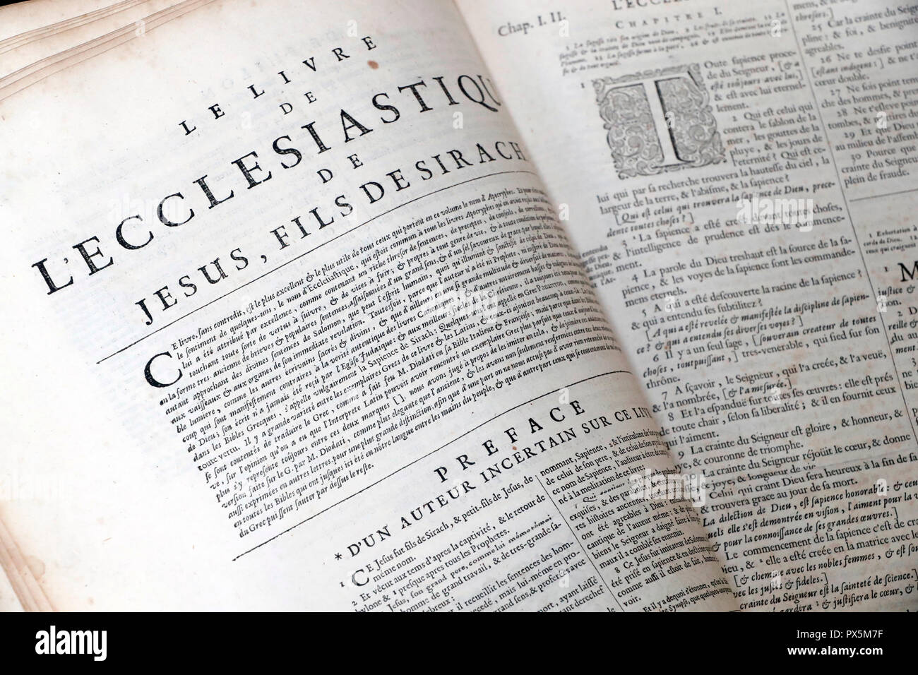 Old bible in French, 1669. Old Testament. Apocrypha. Ecclesiastes Stock