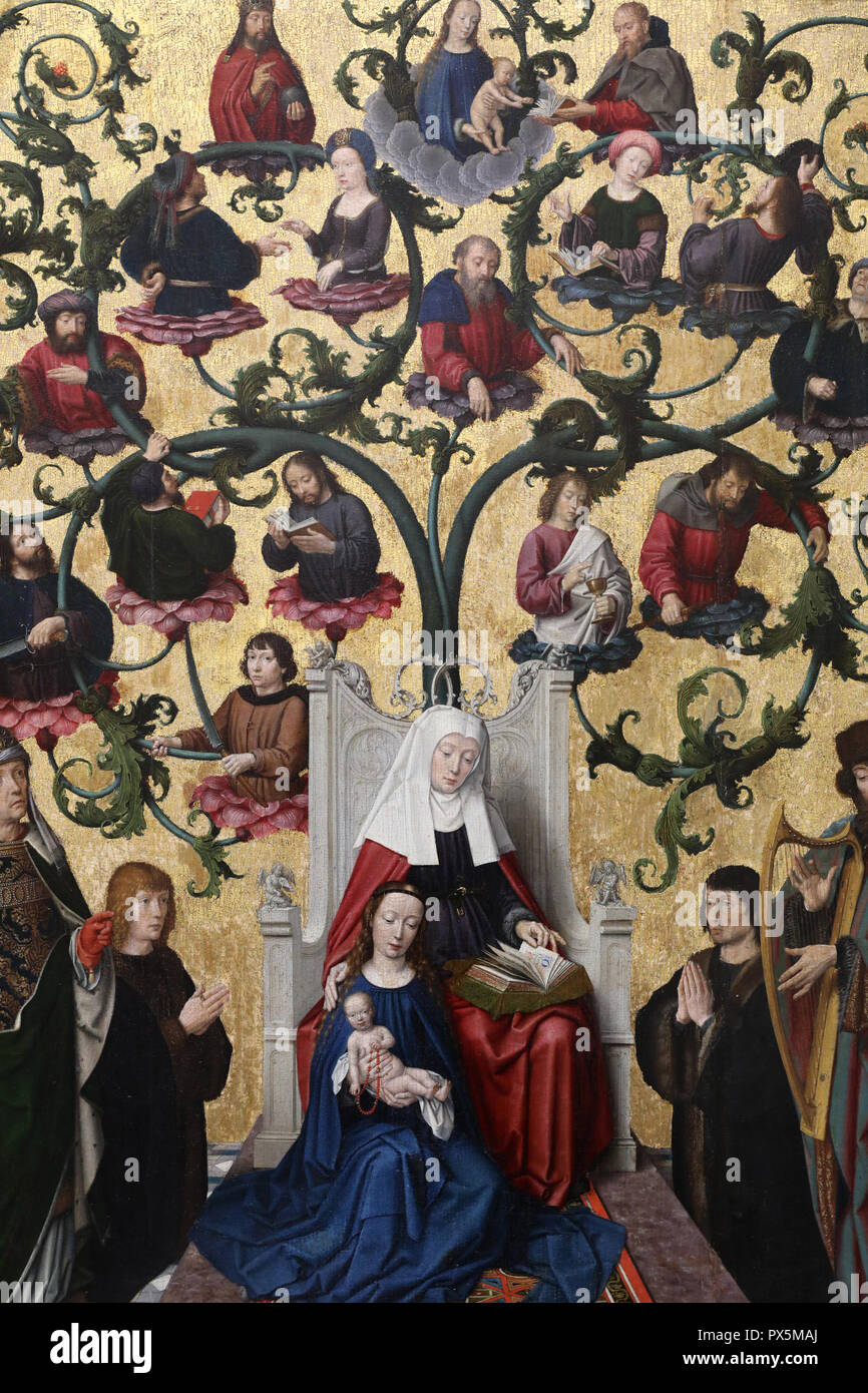 Fine Art museum, Lyon, France. Gerard David, St Ann's family tree, c.1490/1500. Detail. Stock Photo