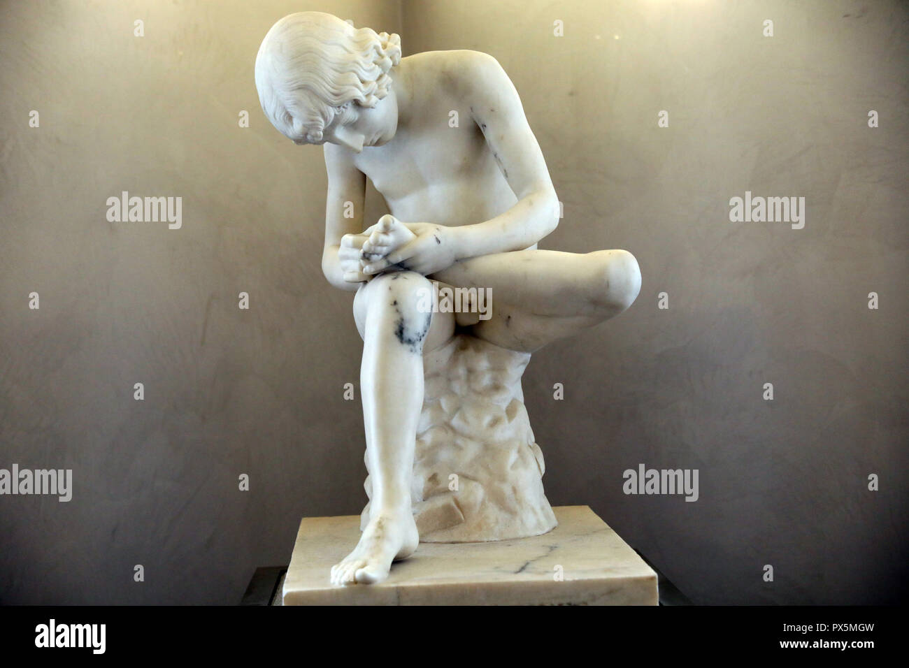 MusŽe des Beaux-Arts, Lyon, France. Fine Art museum, Lyon, France. Abel Dimier, Boy with thorn, Marble. Stock Photo