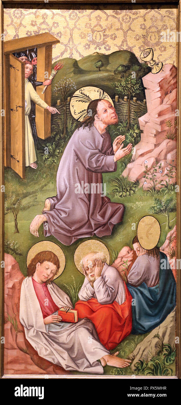 MusŽe des Beaux-Arts, Lyon, France. Fine Art museum, Lyon, France. Rhine. Jesus in the garden of olives, c. 1460. Stock Photo
