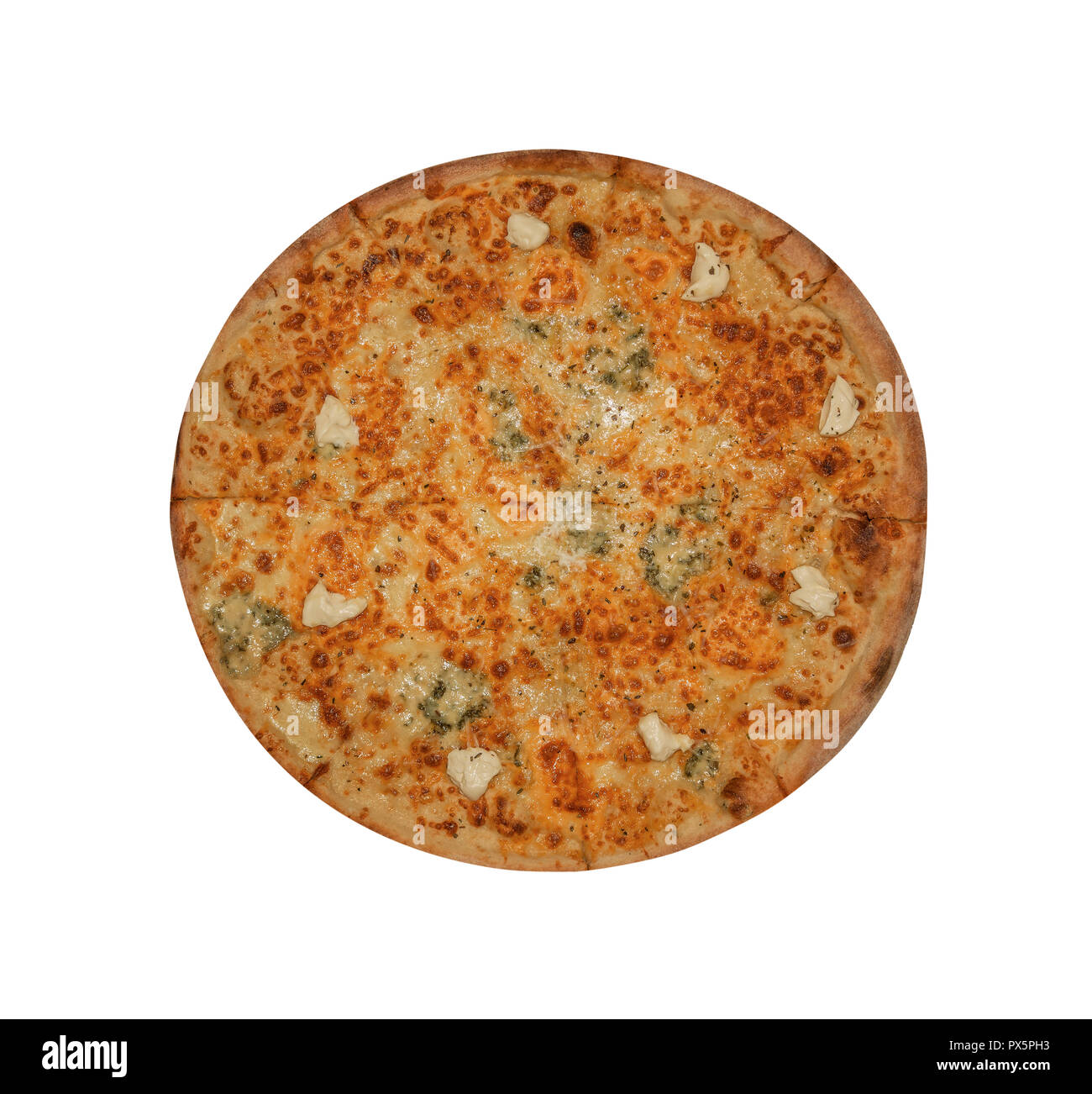 Appetizing pizza is isolated on a white background. Stock Photo