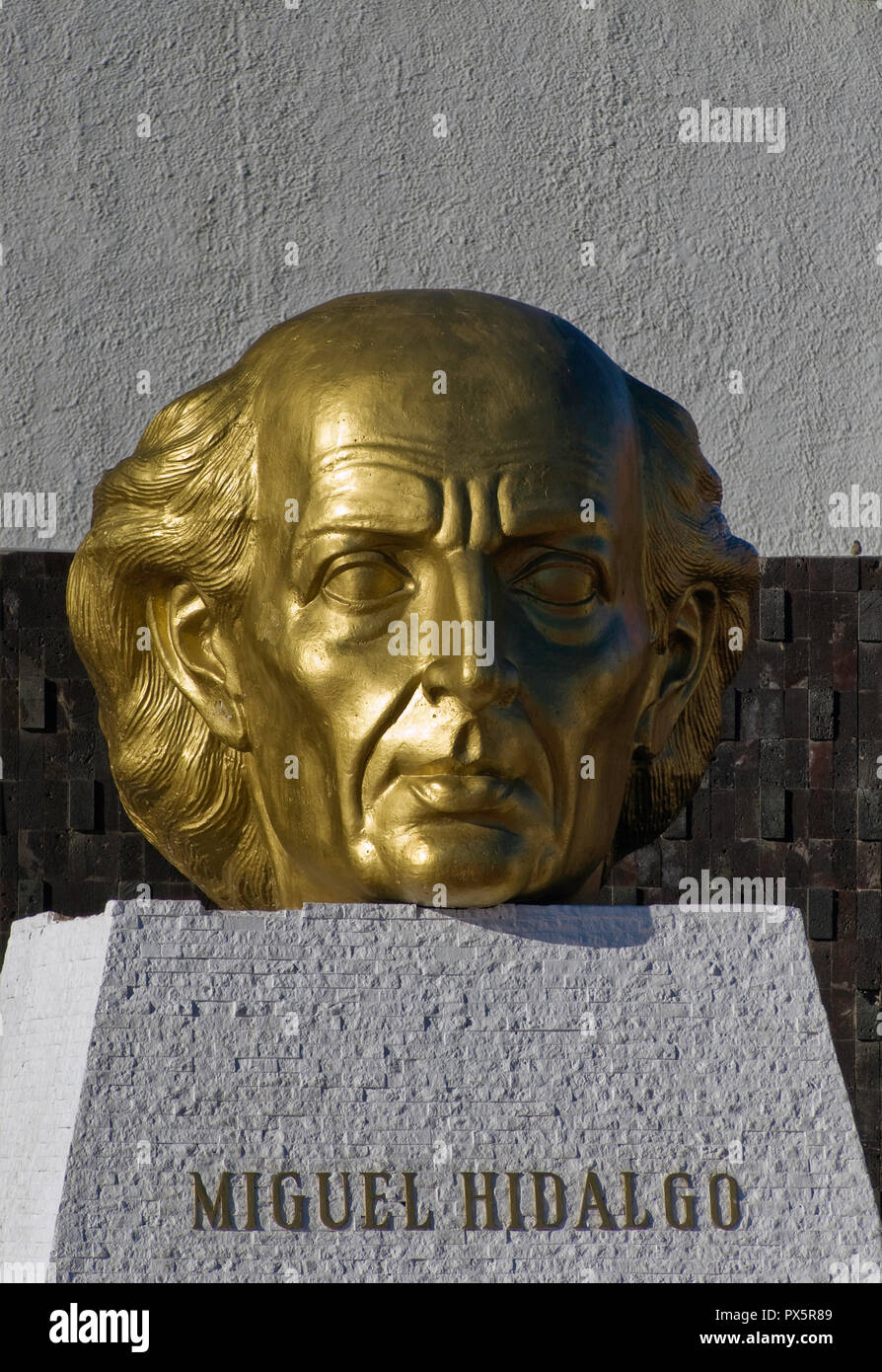 Migual Hidalgo bust at Civic Plaza, Ensenada, Baja California, Mexico Stock Photo