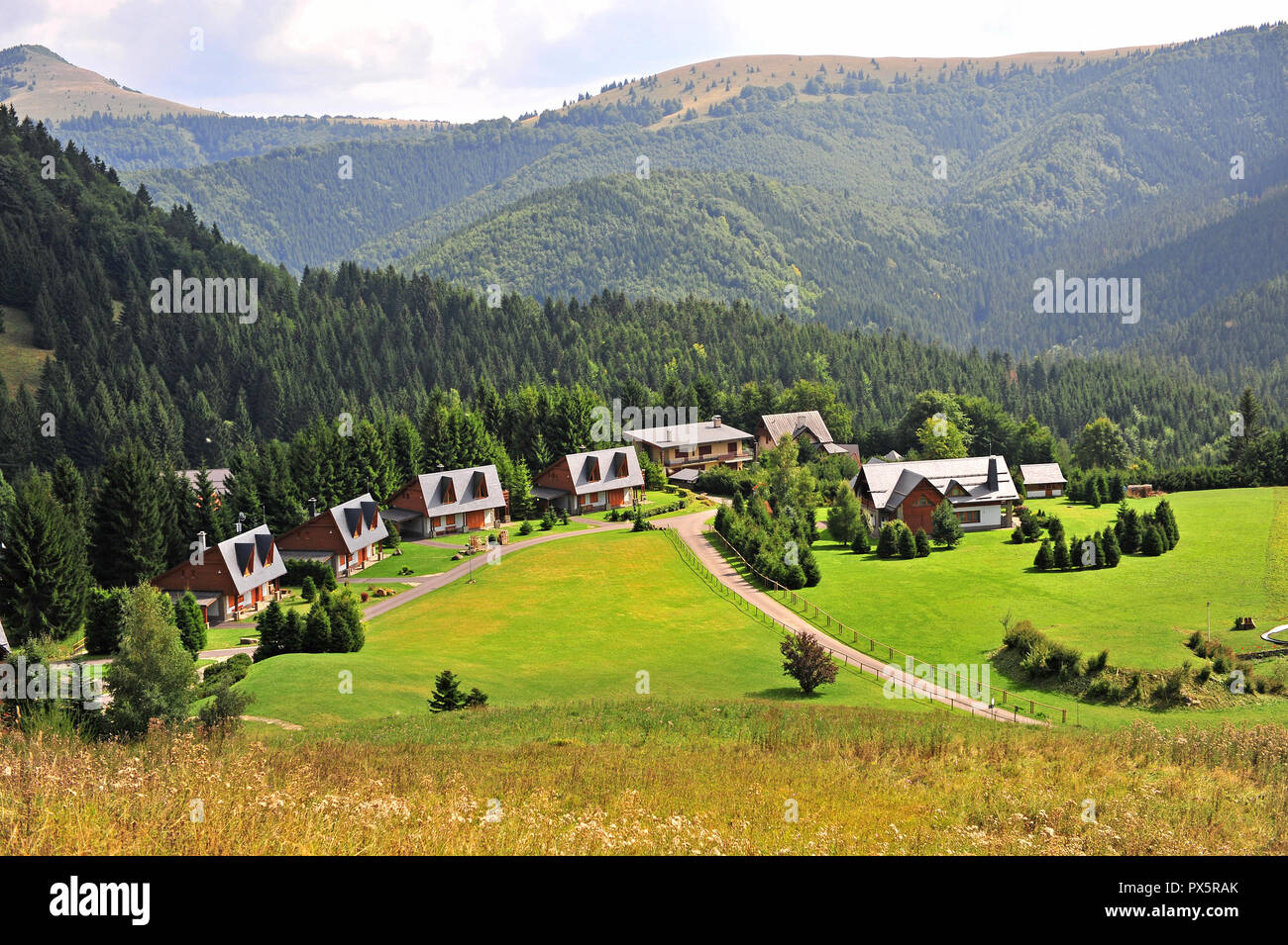 Donovaly ski resort on summer, beautiful natural landscape in Tatras mountains, Slovakia Stock Photo