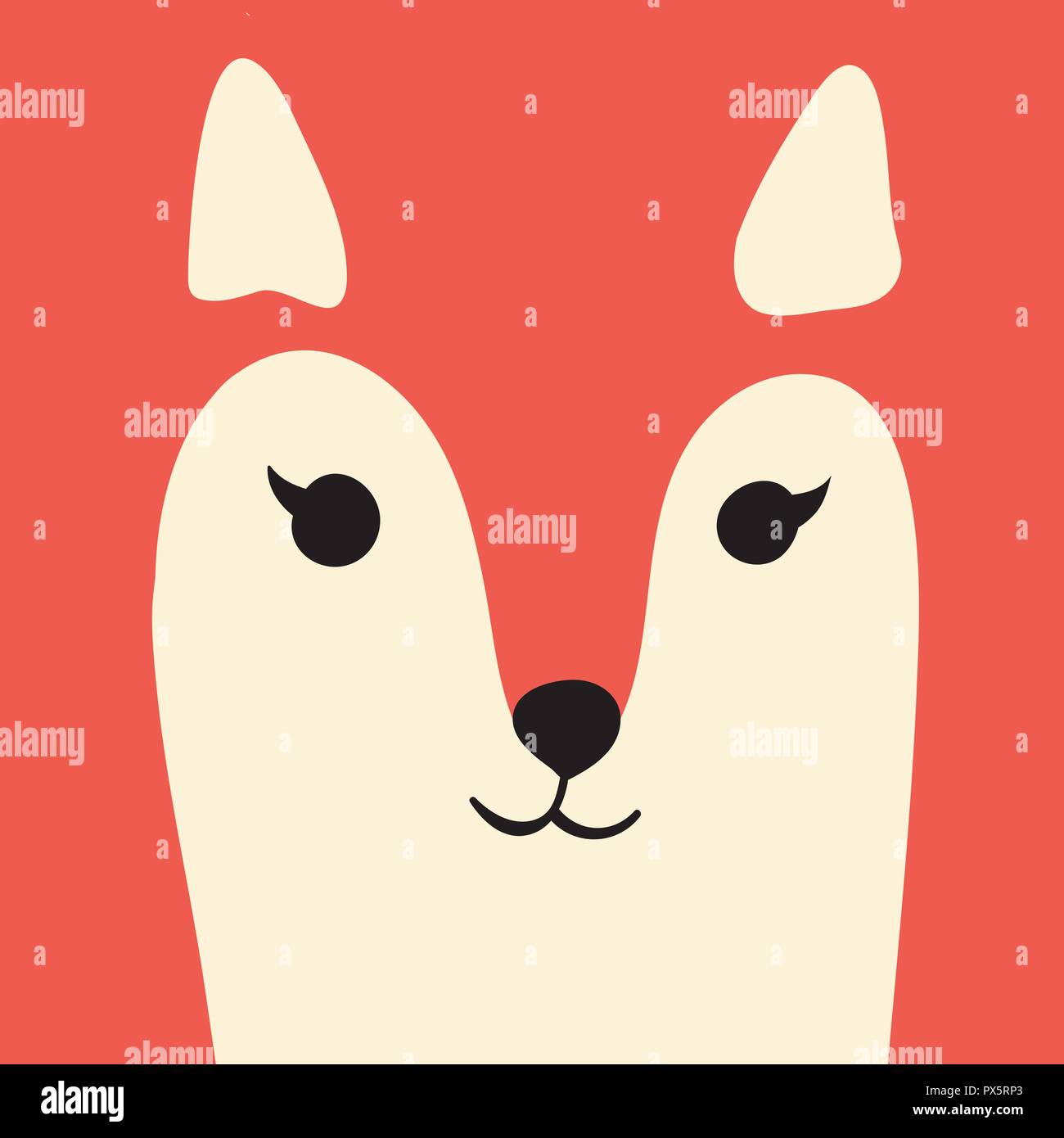 Cute ginger fox cartoon animal portrait with smiling face red animal
