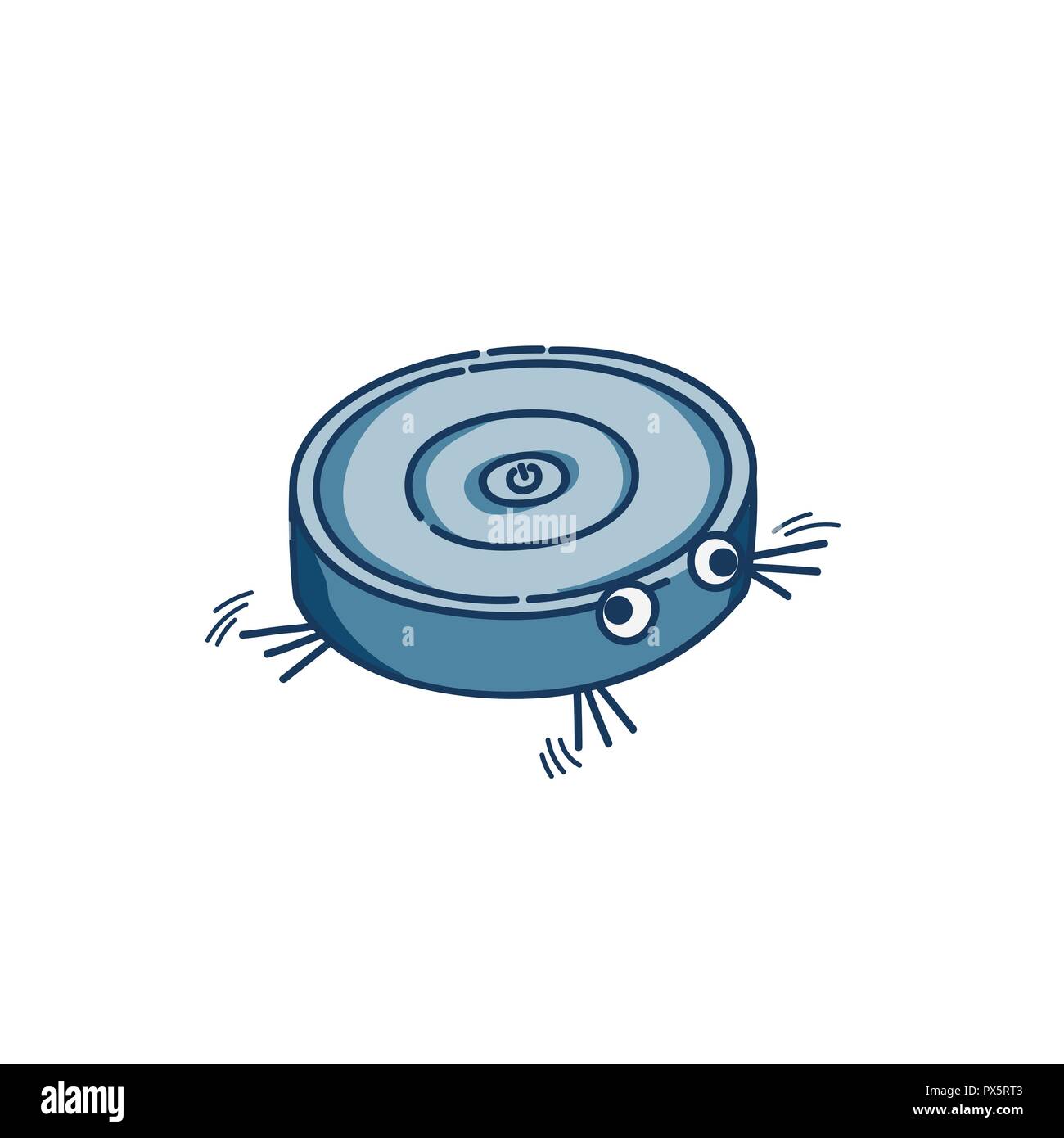 Vacuum cleaner robot round wireless technology funny sketch character