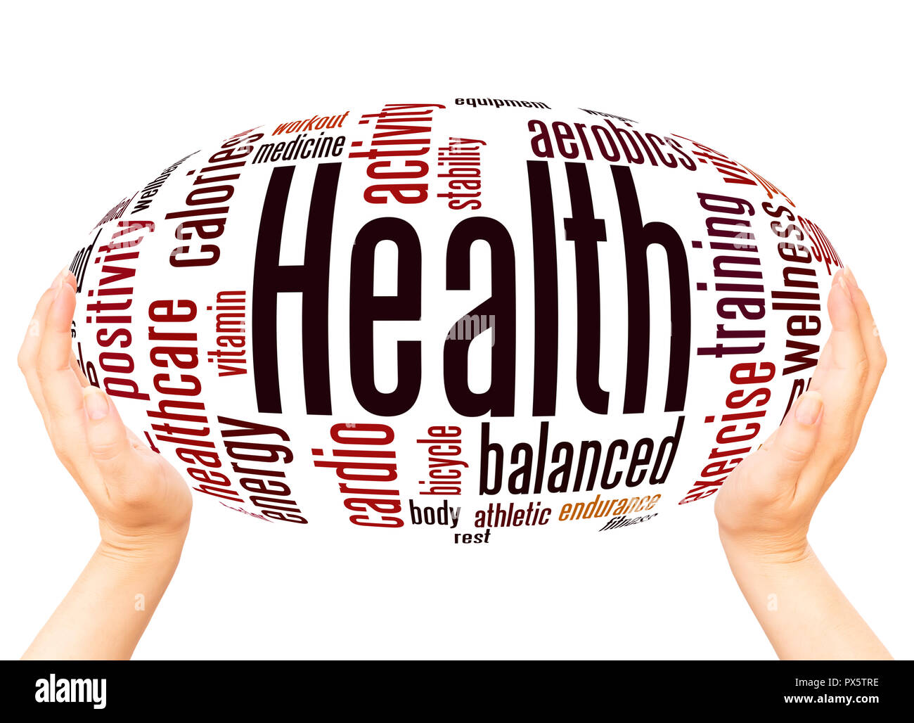 Health word cloud hand sphere concept on white background Stock Photo ...