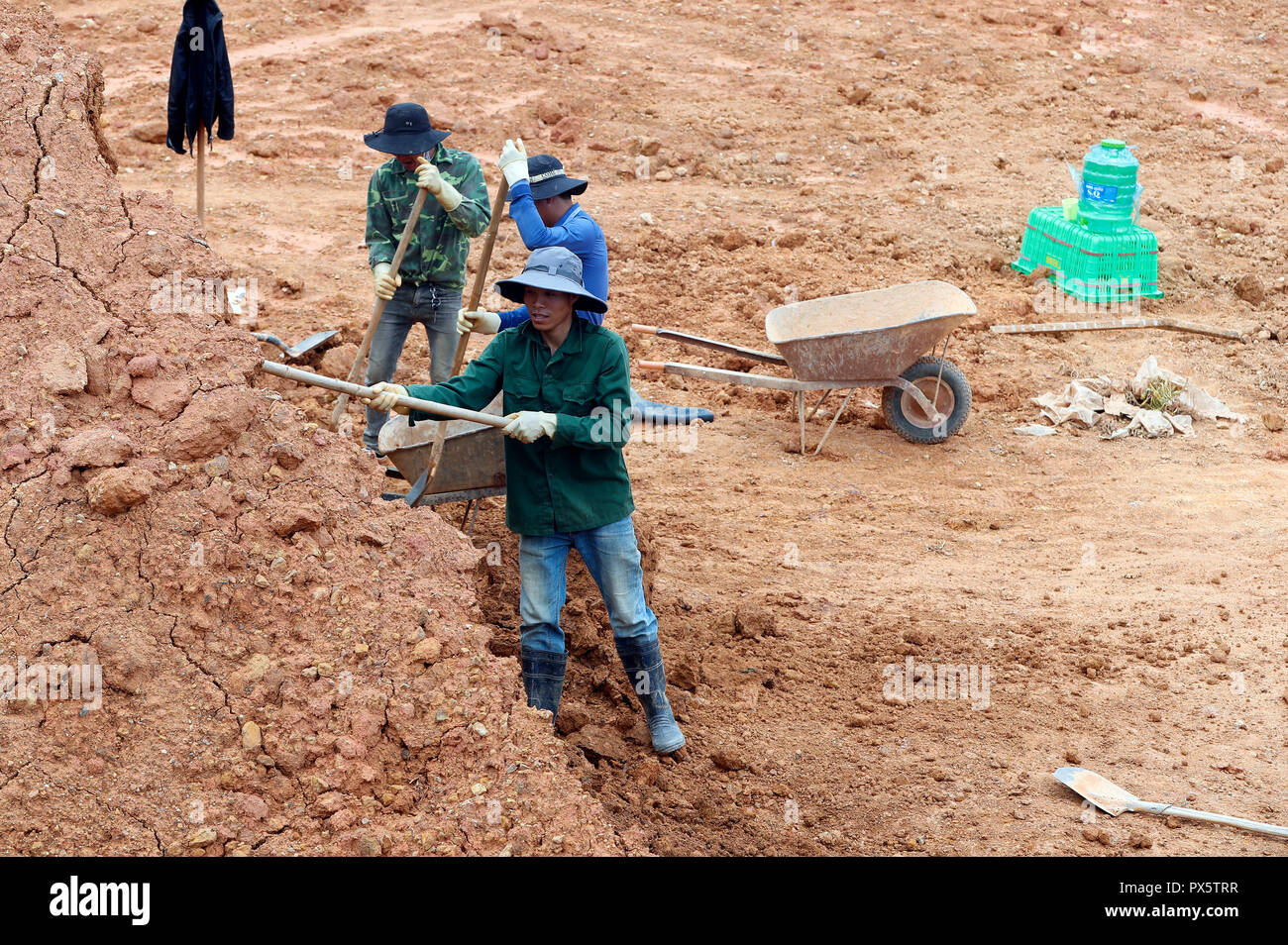 Workers on construction site. Dalat. Vietnam. Stock Photo