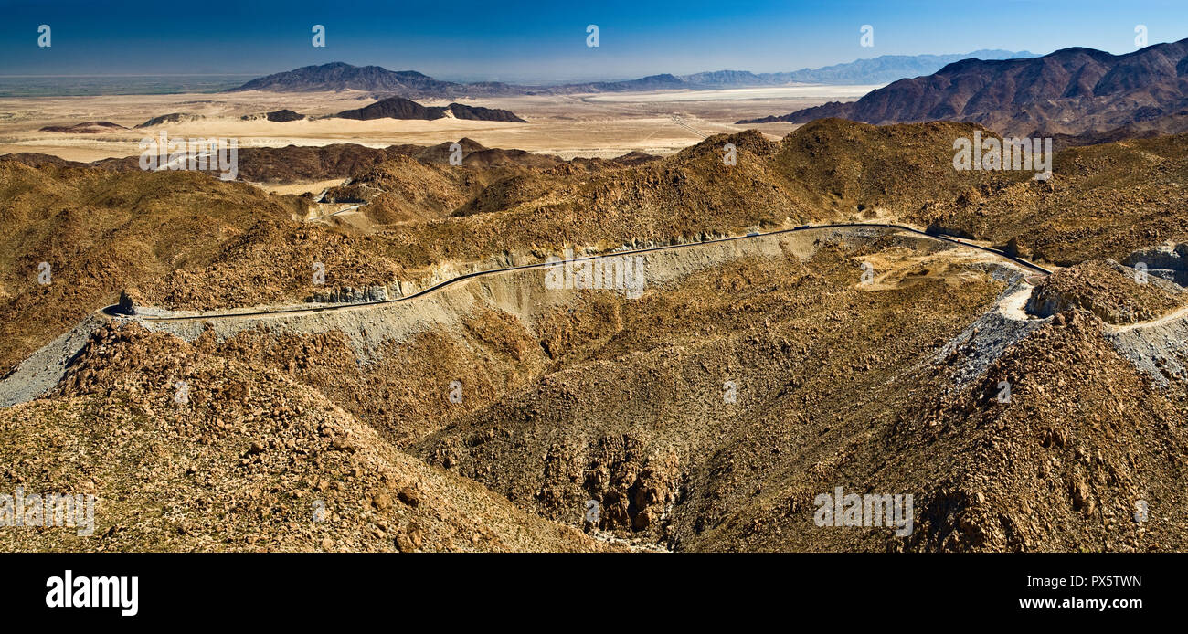 La Rumorosa Grade on Mexico 2-D toll highway in Sonoran Desert, Baja California, Mexico Stock Photo