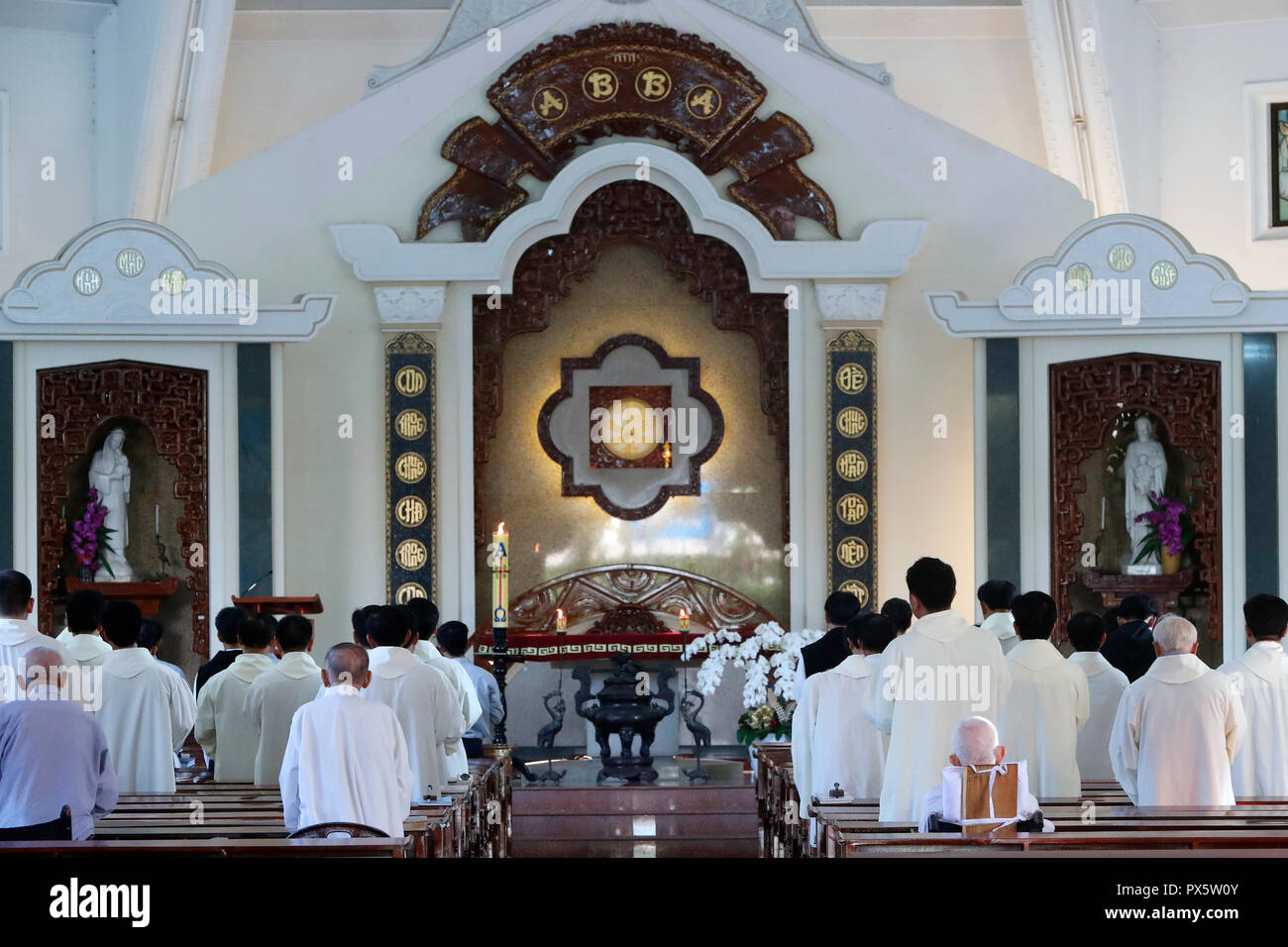 Phuc Son catholic monastery.  Cistercians monks singing vespers.  Ba Ria. Vietnam. Stock Photo