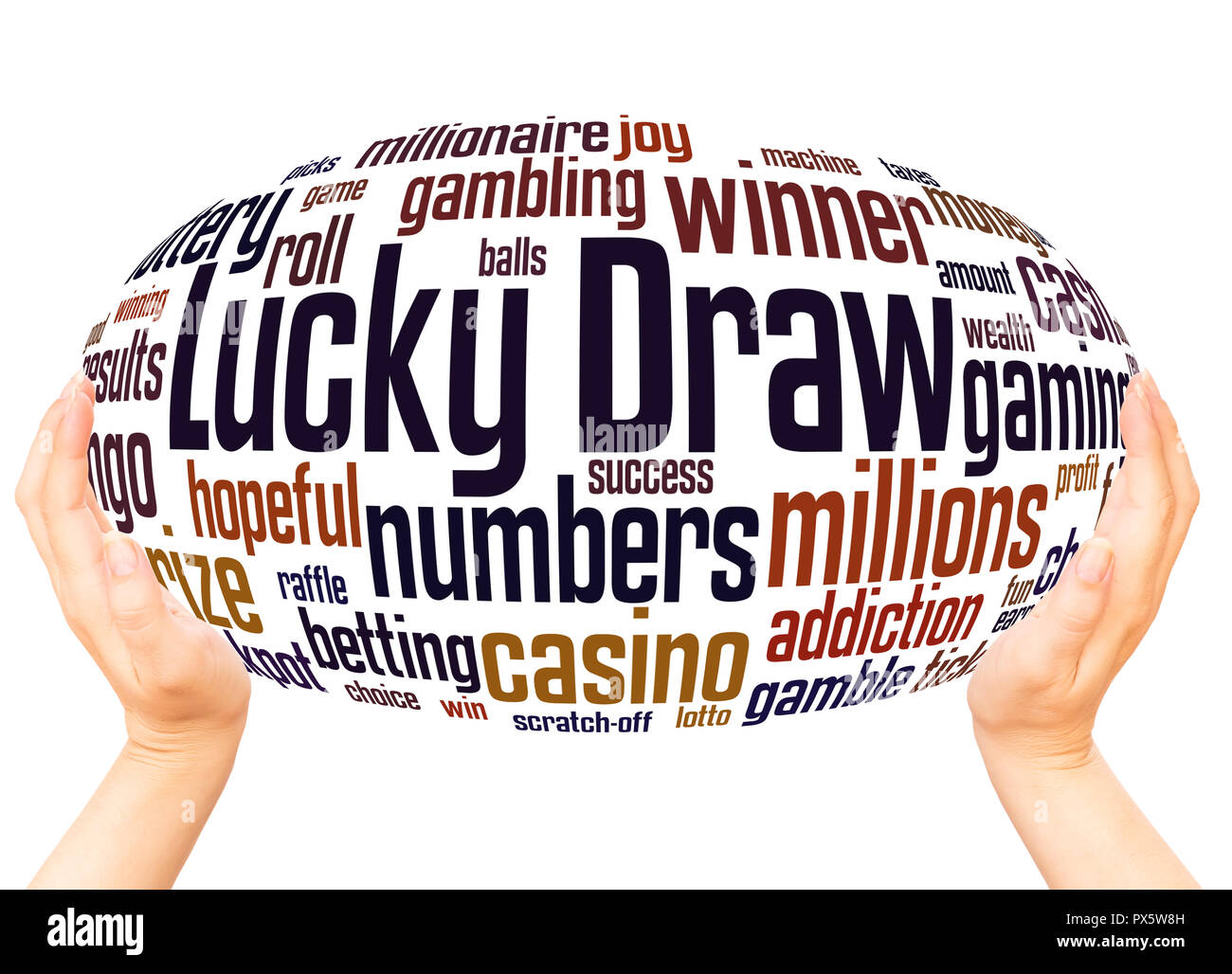 Lucky Draw word cloud hand sphere concept on white background Stock Photo -  Alamy