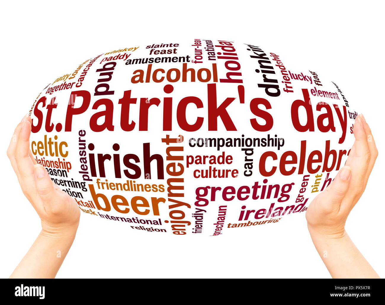 St Patricks day word cloud hand sphere concept on white background. Stock Photo