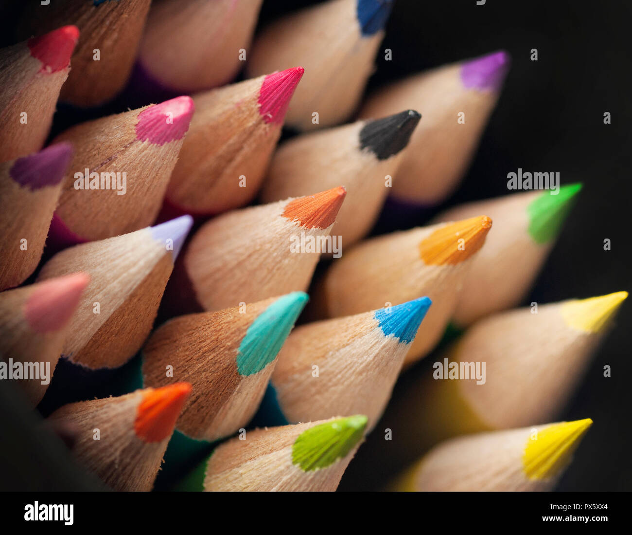 Color pencils, Close up, back to school, art Stock Photo