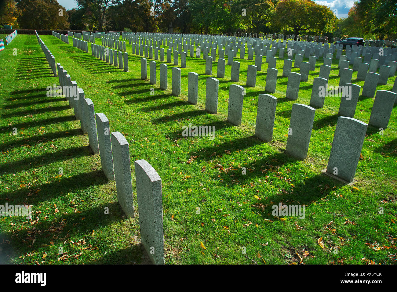 Montreal,Canada,18 October,2018.Soldiers gravestones in war cemetary ...