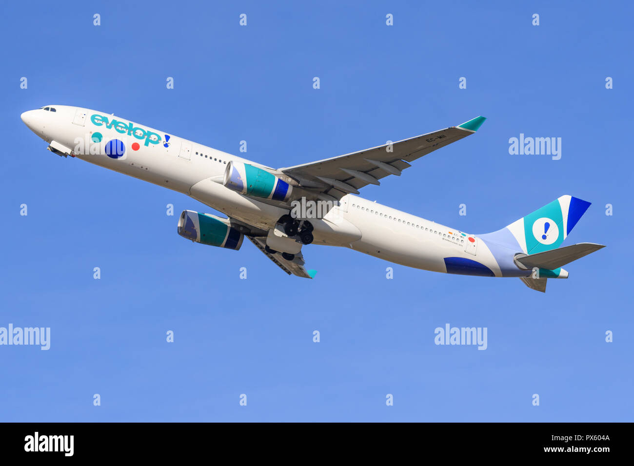Paris/France October 9, 2018: Airbus A330 from Orbest landing at Paris Airport. Stock Photo