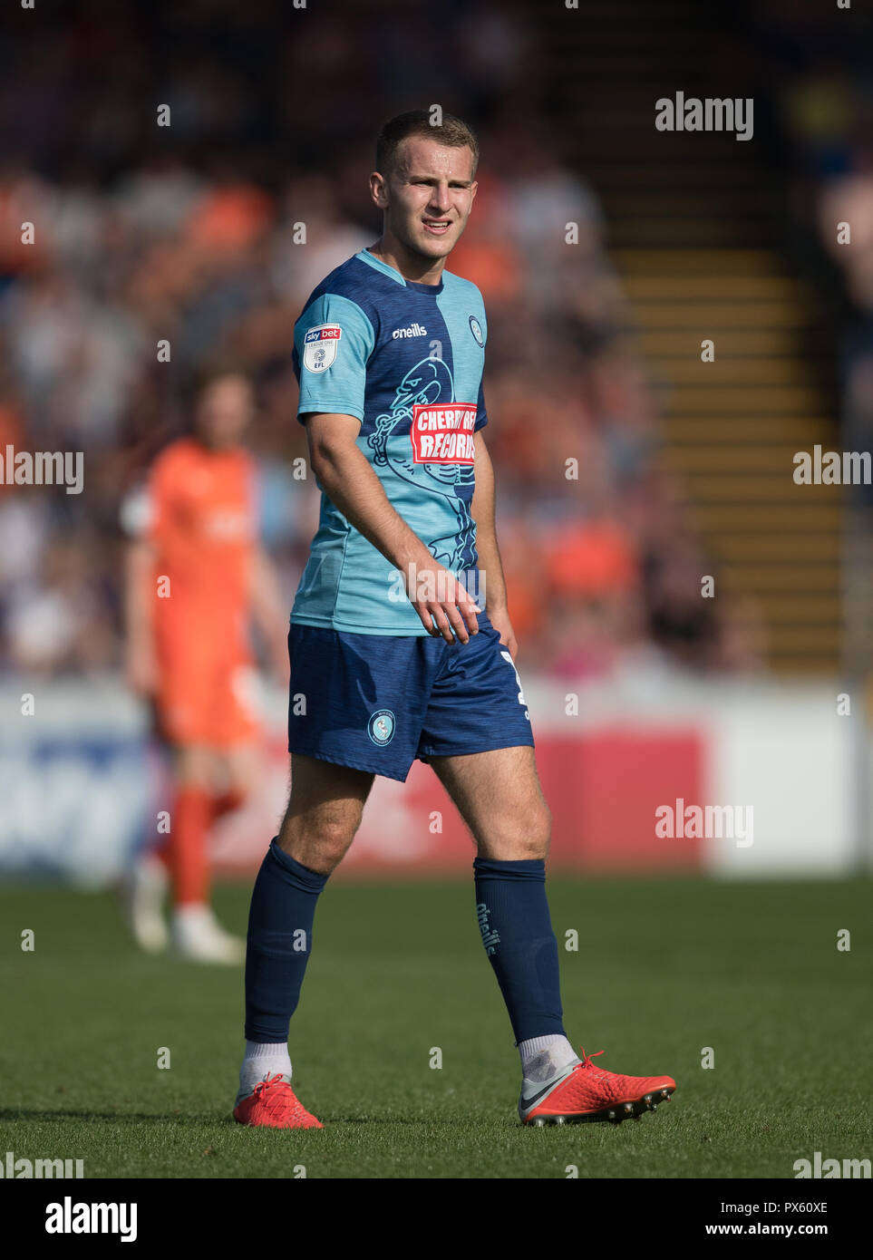 Bryn Morris (on loan from Shrewsbury Town) of Wycombe Wanderers during the Sky Bet League 1 match between Wycombe Wanderers and Luton Town at Adams Pa Stock Photo