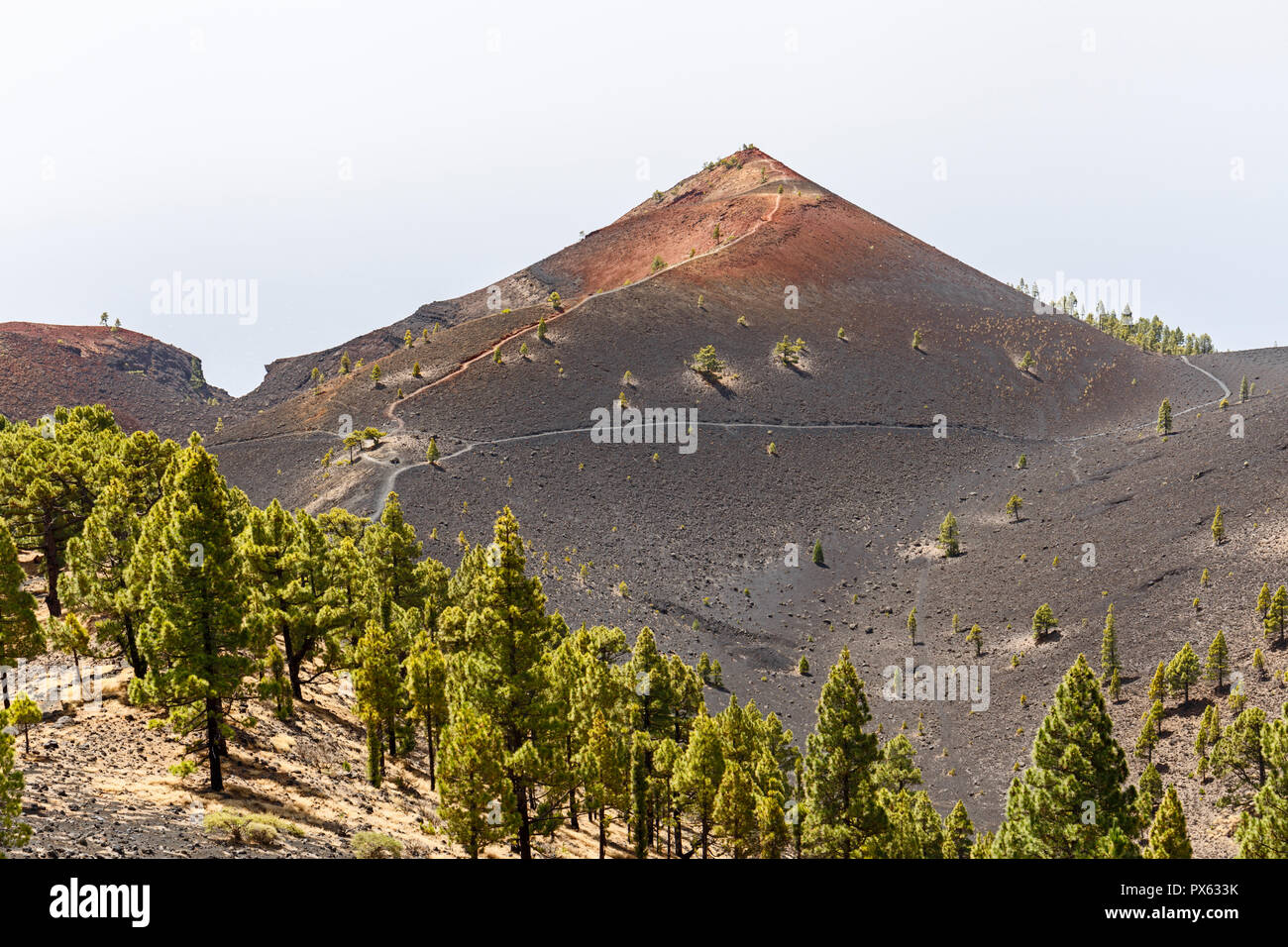 Volcanic landscape along   Ruta de los Volcanes, beautiful hiking path over the volcanoes, La Palma, Canary Islands Stock Photo