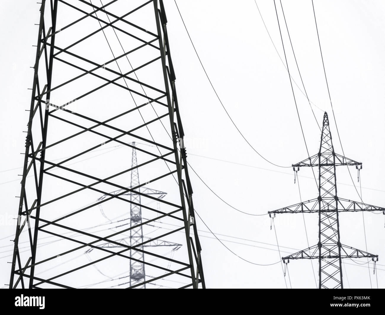 Power transmission line power pole Stock Photo Alamy