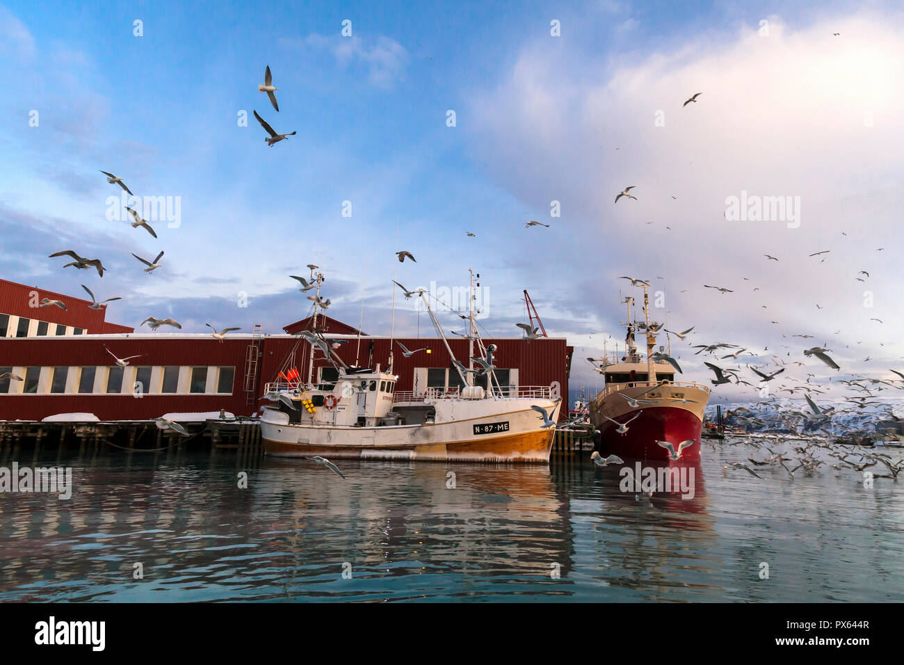 From the small fishing village of Baatsfjord, Finnmark county, north Norway. Stock Photo