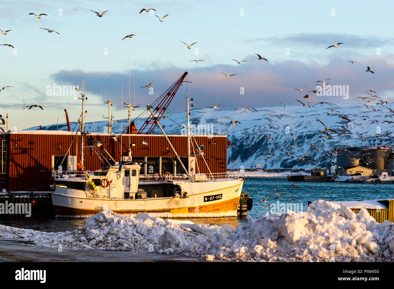 From the small fishing village of Baatsfjord, Finnmark county, north Norway. Stock Photo