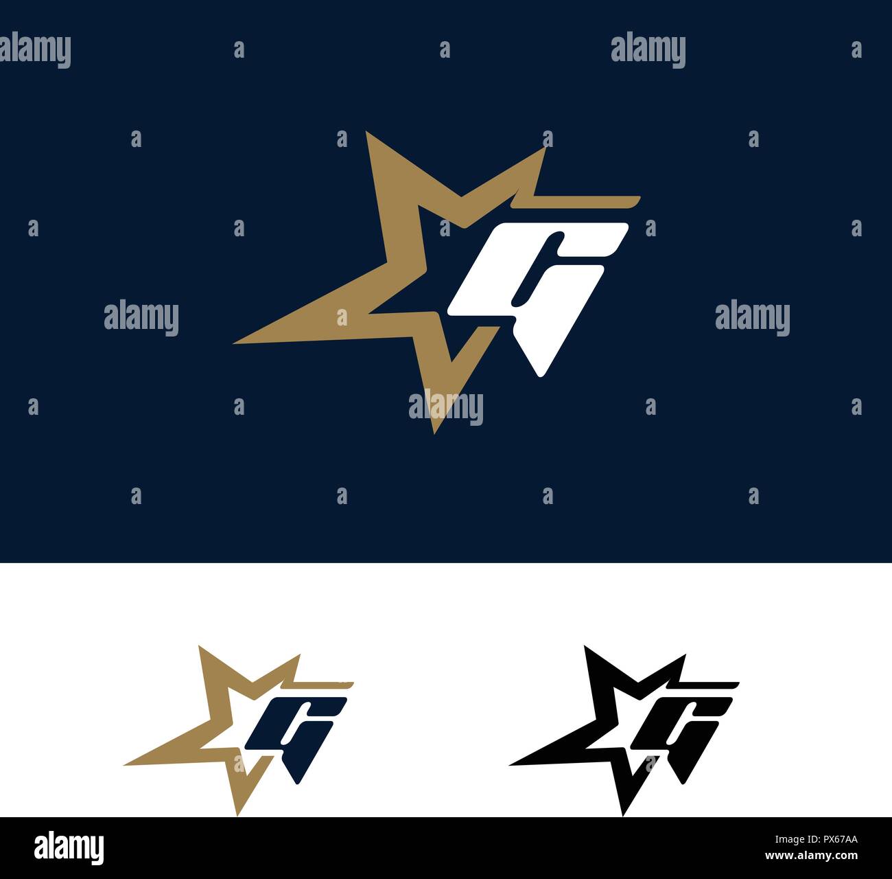 Letter G logo template with Star design element. Vector illustration. Corporate branding identity Stock Vector