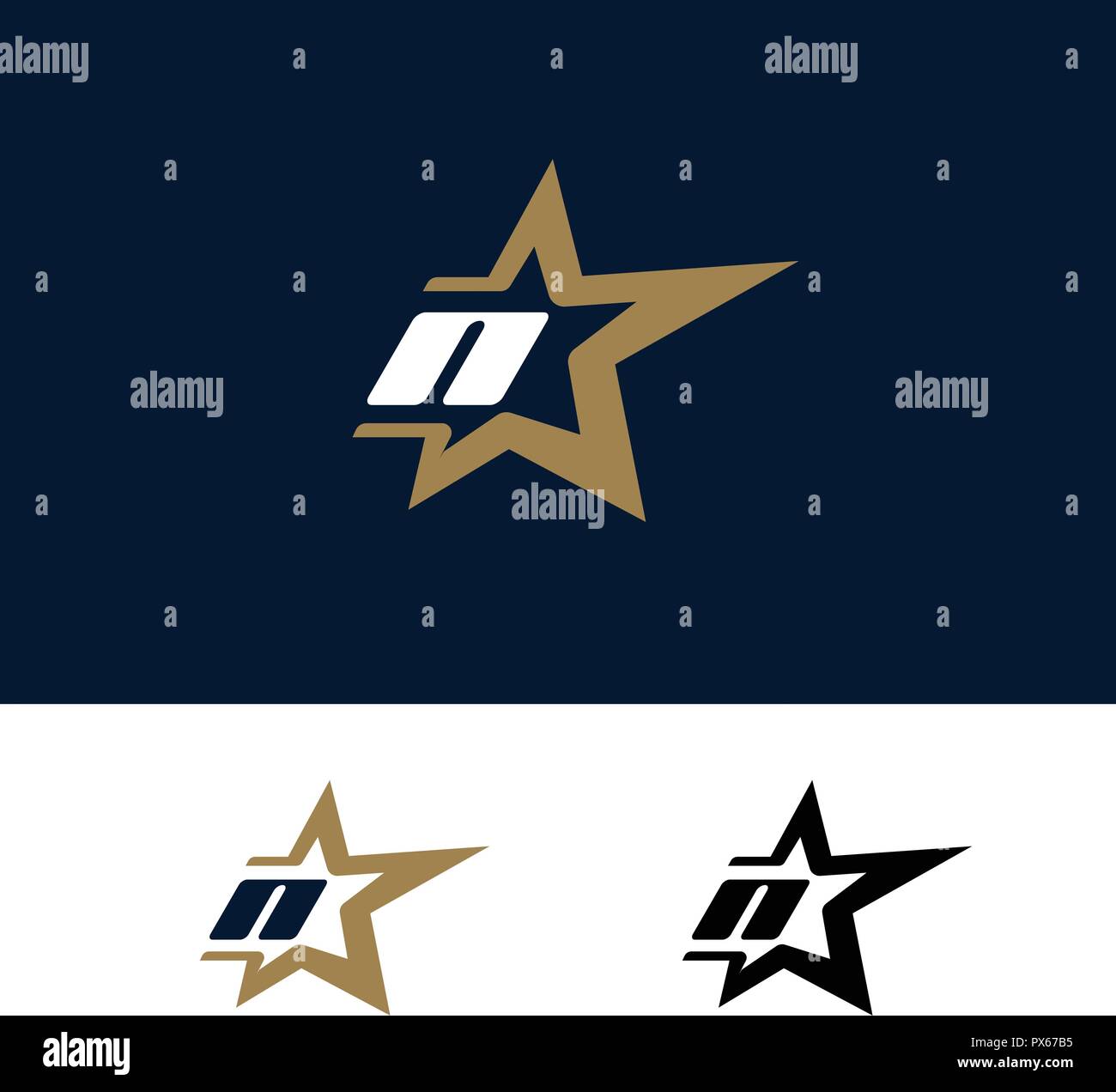 Letter N logo template with Star design element. Vector illustration. Corporate branding identity Stock Vector