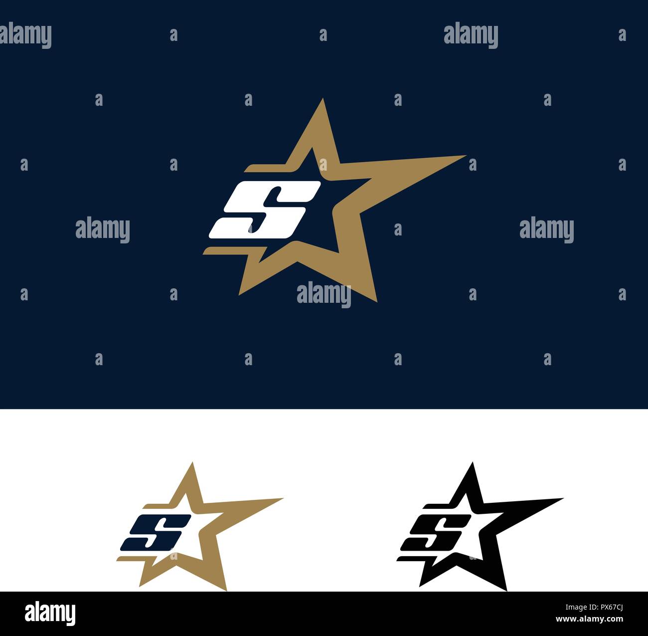 Letter S logo template with Star design element. Vector illustration. Corporate branding identity Stock Vector