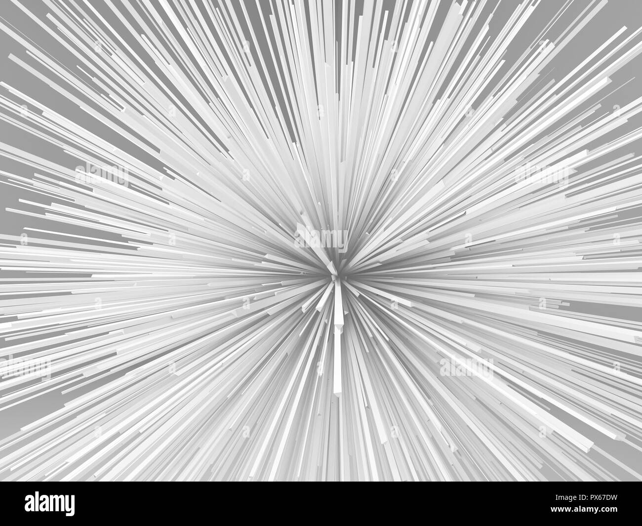 Abstract white radial explosion pattern. 3d illustration Stock Photo